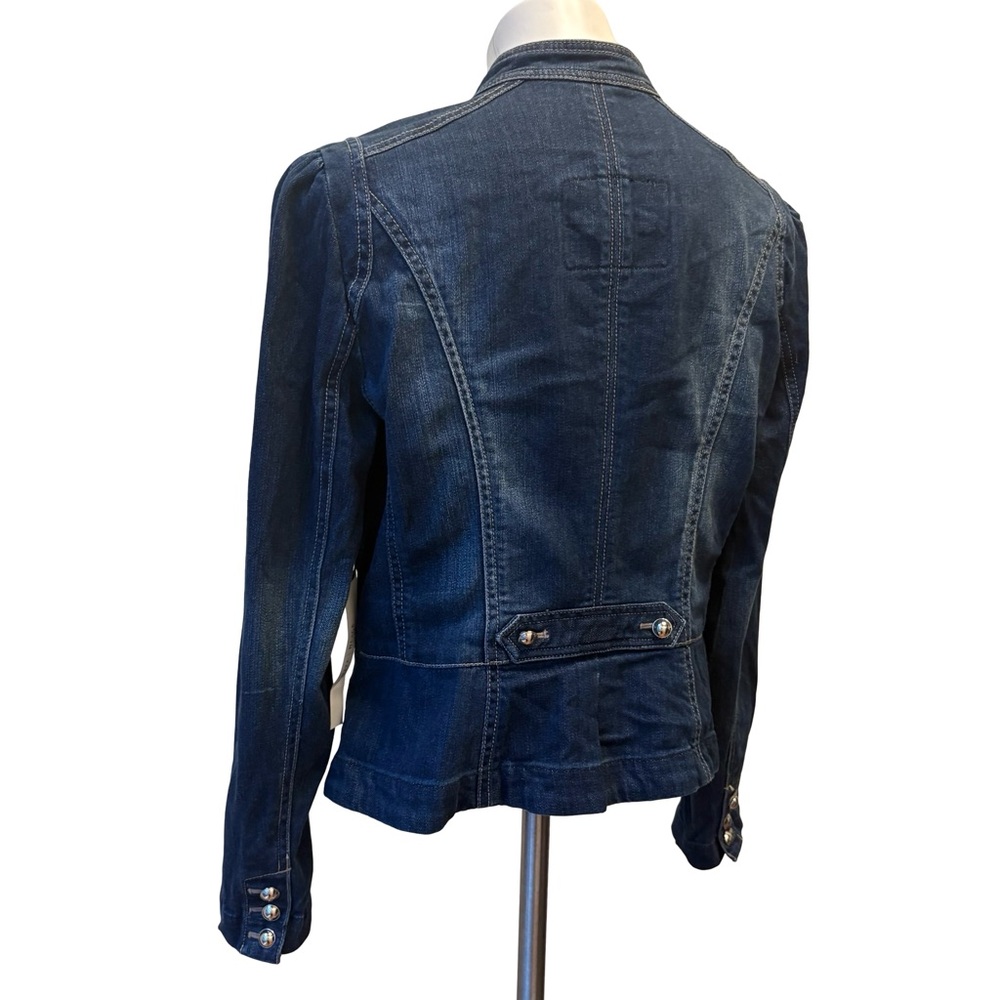NWT White House Black Market Peplum Hem Military Inspired Jean Jacket, Sz 14 - Picture 7 of 16